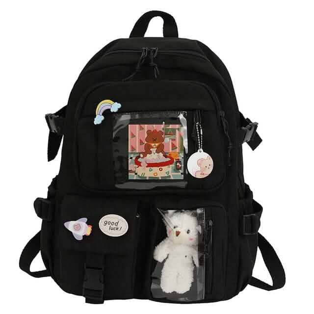 Cute Waterproof Multi-Pocket Women Backpacks with Bear Doll