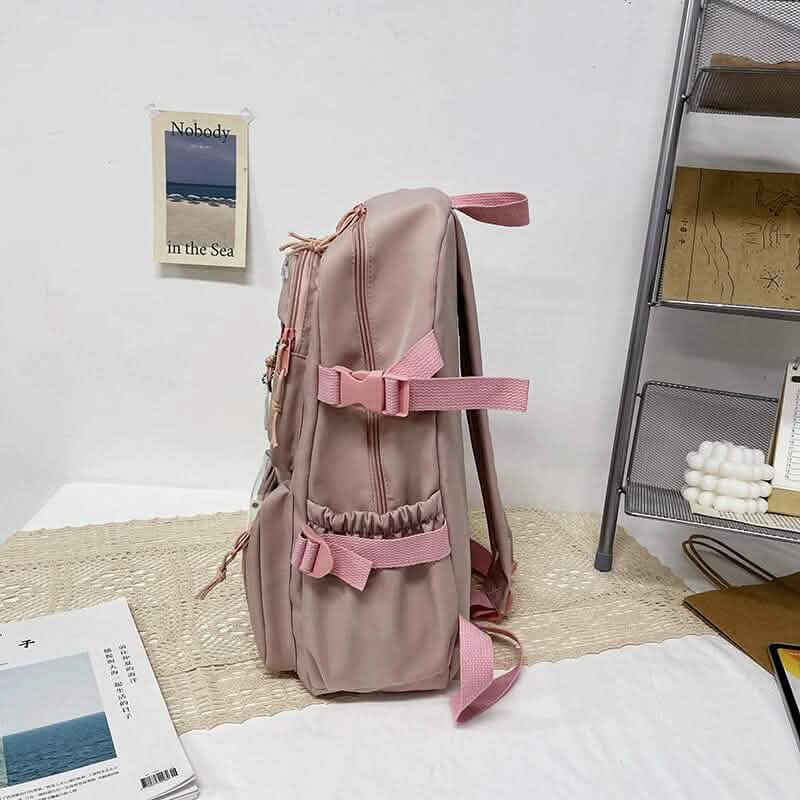 Cute Waterproof Multi-Pocket Women Backpacks with Bear Doll