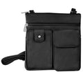 Genuine Leather Multi-Pocket Black Crossbody Purse Bag
