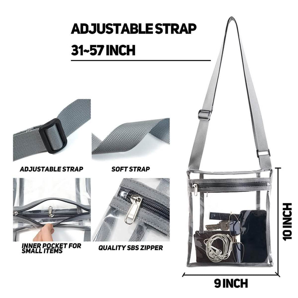 Stadium Approved Clear Crossbody Bag Purse with Adjustable Strap